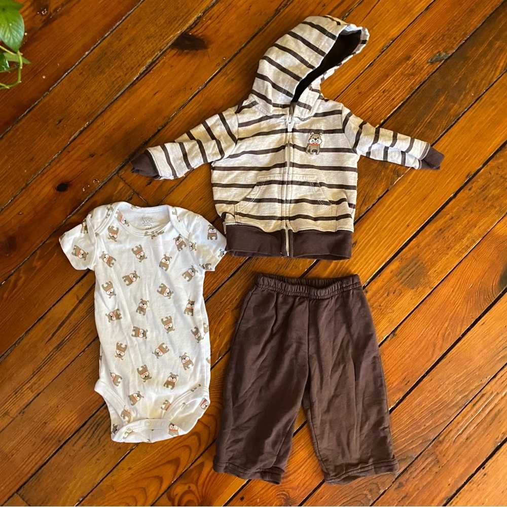 🧩 3/$20 Carters Brown Dog Outfit Size 6 Months